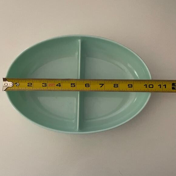 Vintage MCM Watertown Lifetime Ware Melamine Divided Mint Green Serving Bowl - Picture 4 of 10